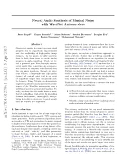 Neural Audio Synthesis of Musical Notes with WaveNet Autoencoders