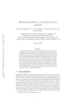 Blockchain Inefficiency in the Bitcoin Peers Network