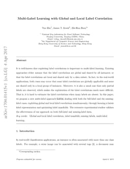 Multi-Label Learning with Global and Local Label Correlation