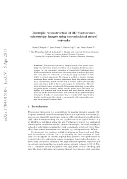 Isotropic reconstruction of 3D fluorescence microscopy images using
  convolutional neural networks