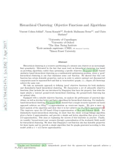 Hierarchical Clustering: Objective Functions and Algorithms