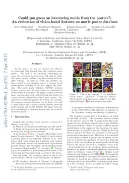 Could you guess an interesting movie from the posters?: An evaluation of
  vision-based features on movie poster database