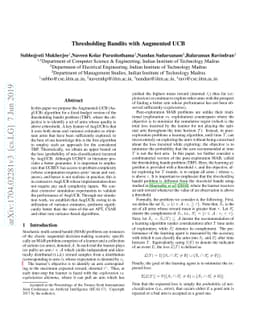 Thresholding Bandits with Augmented UCB