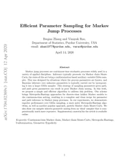 Efficient parameter sampling for Markov jump processes
