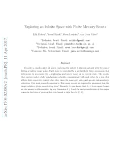 Exploring an Infinite Space with Finite Memory Scouts