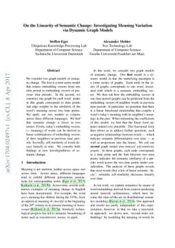 On the Linearity of Semantic Change: Investigating Meaning Variation via
  Dynamic Graph Models