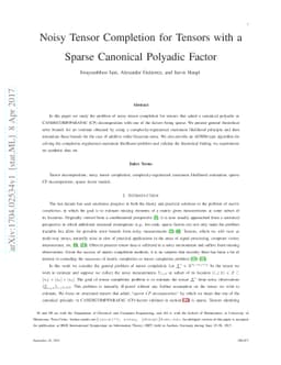 Noisy Tensor Completion for Tensors with a Sparse Canonical Polyadic
  Factor