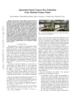 Quaternion Based Camera Pose Estimation From Matched Feature Points
