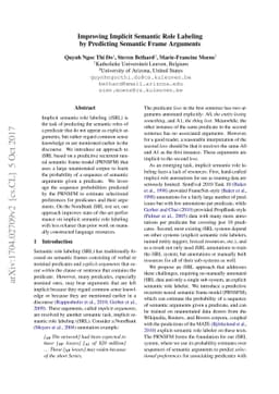 Improving Implicit Semantic Role Labeling by Predicting Semantic Frame
  Arguments