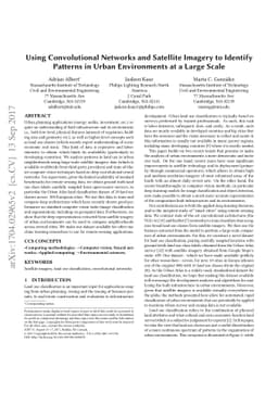 Using convolutional networks and satellite imagery to identify patterns
  in urban environments at a large scale
