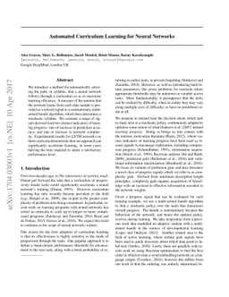 Automated Curriculum Learning for Neural Networks