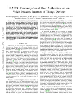 PIANO: Proximity-based User Authentication on Voice-Powered
  Internet-of-Things Devices