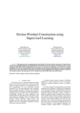Persian Wordnet Construction using Supervised Learning