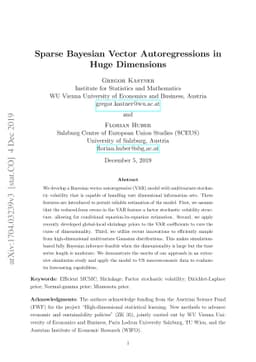 Sparse Bayesian vector autoregressions in huge dimensions
