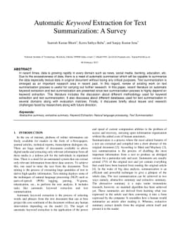 Automatic Keyword Extraction for Text Summarization: A Survey