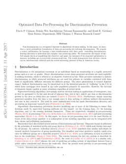 Optimized Data Pre-Processing for Discrimination Prevention
