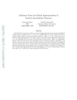 Sublinear Time Low-Rank Approximation of Positive Semidefinite Matrices