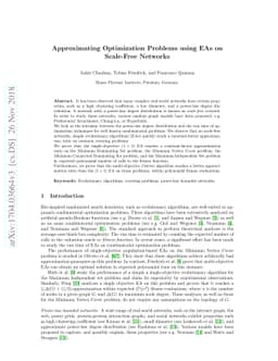 Approximating Optimization Problems using EAs on Scale-Free Networks