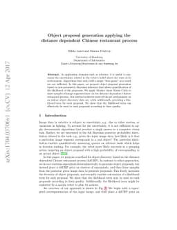 Object proposal generation applying the distance dependent Chinese
  restaurant process