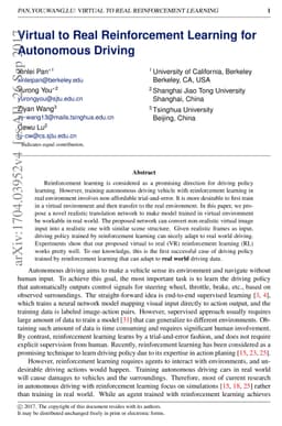 Virtual to Real Reinforcement Learning for Autonomous Driving