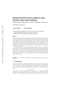 Solving ill-posed inverse problems using iterative deep neural networks