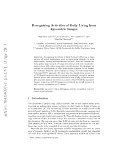 Recognizing Activities of Daily Living from Egocentric Images