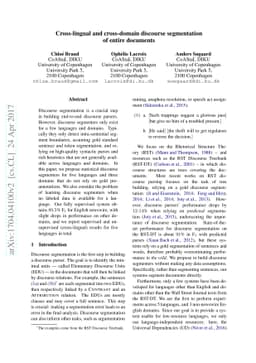 Cross-lingual and cross-domain discourse segmentation of entire
  documents