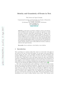 Identity and Granularity of Events in Text