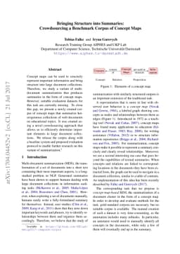 Bringing Structure into Summaries: Crowdsourcing a Benchmark Corpus of
  Concept Maps