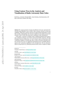 Using Contour Trees in the Analysis and Visualization of Radio Astronomy
  Data Cubes