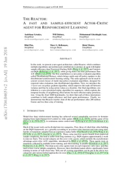 The Reactor: A fast and sample-efficient Actor-Critic agent for
  Reinforcement Learning