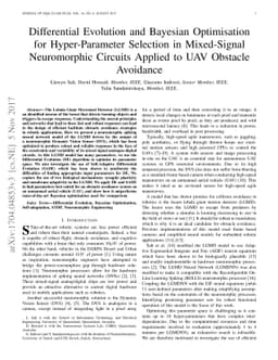 Differential Evolution and Bayesian Optimisation for Hyper-Parameter
  Selection in Mixed-Signal Neuromorphic Circuits Applied to UAV Obstacle
  Avoidance