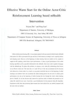 Effective Warm Start for the Online Actor-Critic Reinforcement Learning
  based mHealth Intervention