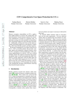 CUP: Comprehensive User-Space Protection for C/C++