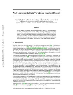 VAE Learning via Stein Variational Gradient Descent