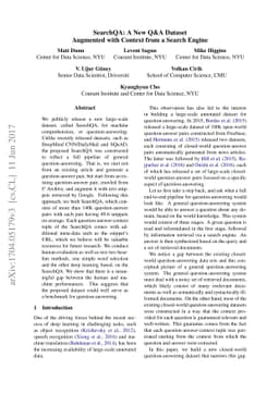 SearchQA: A New Q&A Dataset Augmented with Context from a Search Engine