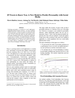 25 Tweets to Know You: A New Model to Predict Personality with Social
  Media