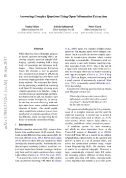 Answering Complex Questions Using Open Information Extraction
