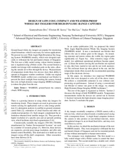 Design of low-cost, compact and weather-proof whole sky imagers for
  high-dynamic-range captures