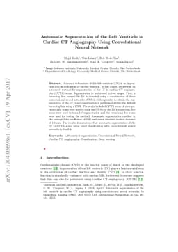 Automatic Segmentation of the Left Ventricle in Cardiac CT Angiography
  Using Convolutional Neural Network