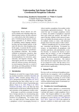Understanding Task Design Trade-offs in Crowdsourced Paraphrase
  Collection
