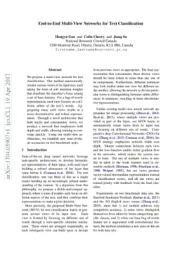 End-to-End Multi-View Networks for Text Classification