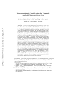 Semi-supervised classification for dynamic Android malware detection