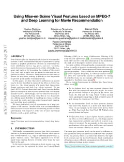 Using Mise-En-Scène Visual Features based on MPEG-7 and Deep Learning
  for Movie Recommendation