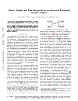 Hazard Analysis and Risk Assessment for an Automated Unmanned Protective
  Vehicle