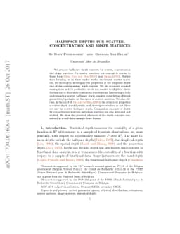 Halfspace depths for scatter, concentration and shape matrices