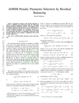 ADMM Penalty Parameter Selection by Residual Balancing