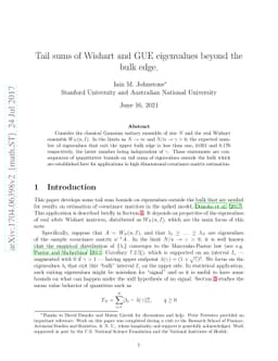 Tail sums of Wishart and GUE eigenvalues beyond the bulk edge