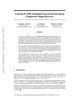 Learned D-AMP: Principled Neural Network based Compressive Image
  Recovery