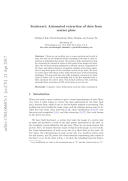 Scatteract: Automated extraction of data from scatter plots